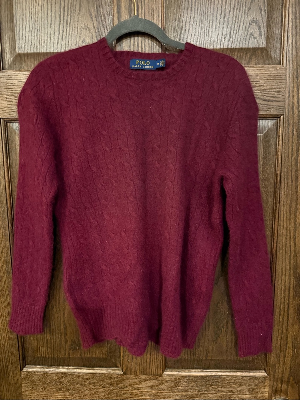 Polo by Ralph Lauren Cable Knit Crewneck Sweater - Burgundy 100% Cashmere Medium